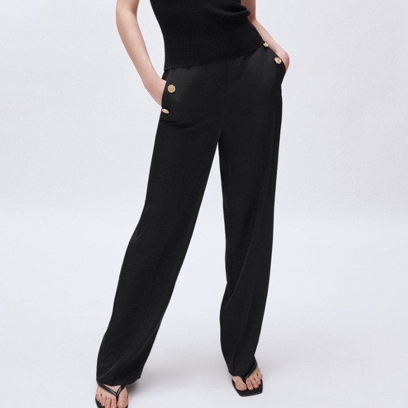 Zara Wide Leg Buttoned Pants - Picture 1 of 6
